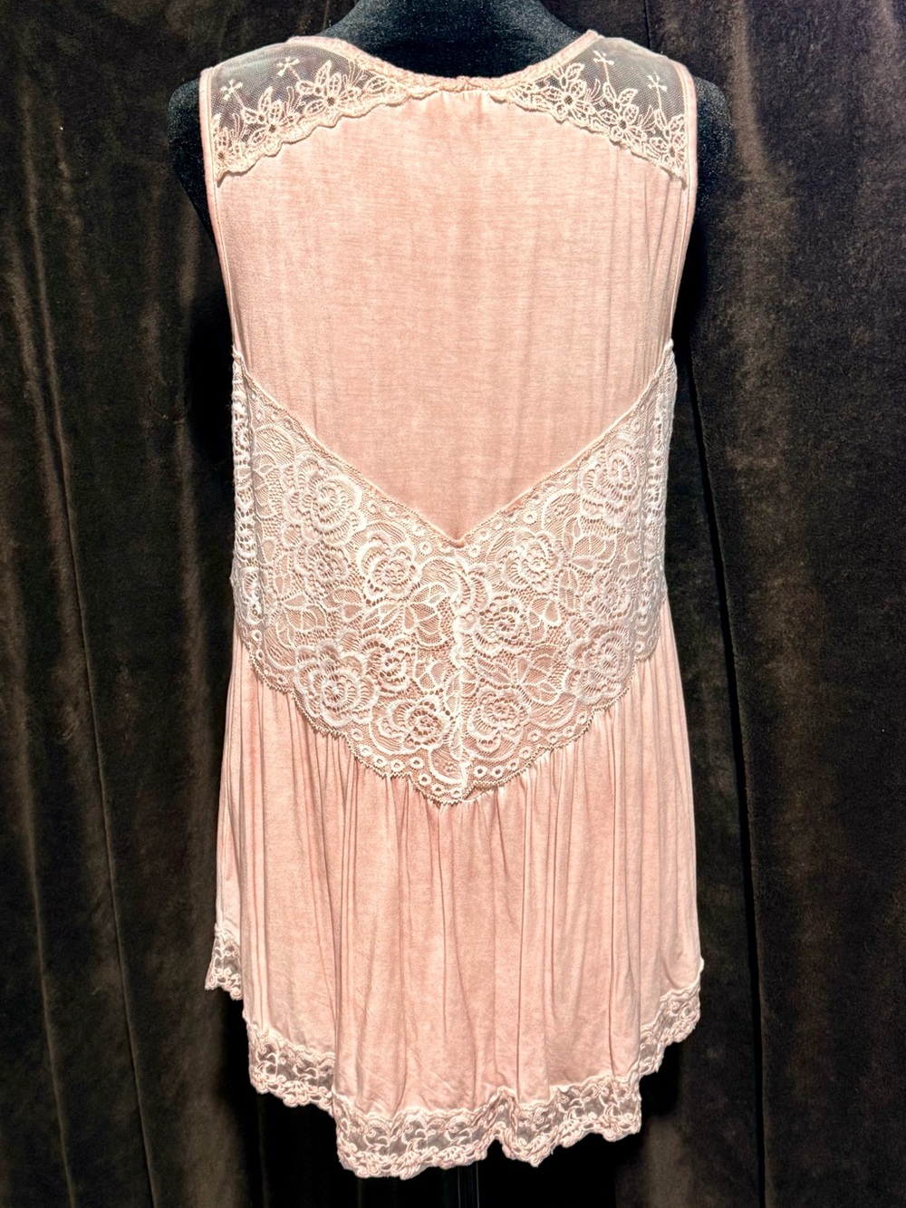 NWOT POL Women's Knit Babydoll Tunic Tank in Blush Pink - Picture 3 of 5